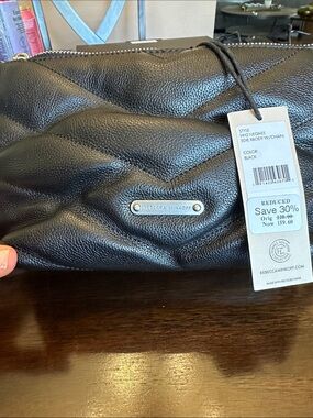Rebecca Minkoff Edie Xbody Black Quilted Leather Crossbody with chain